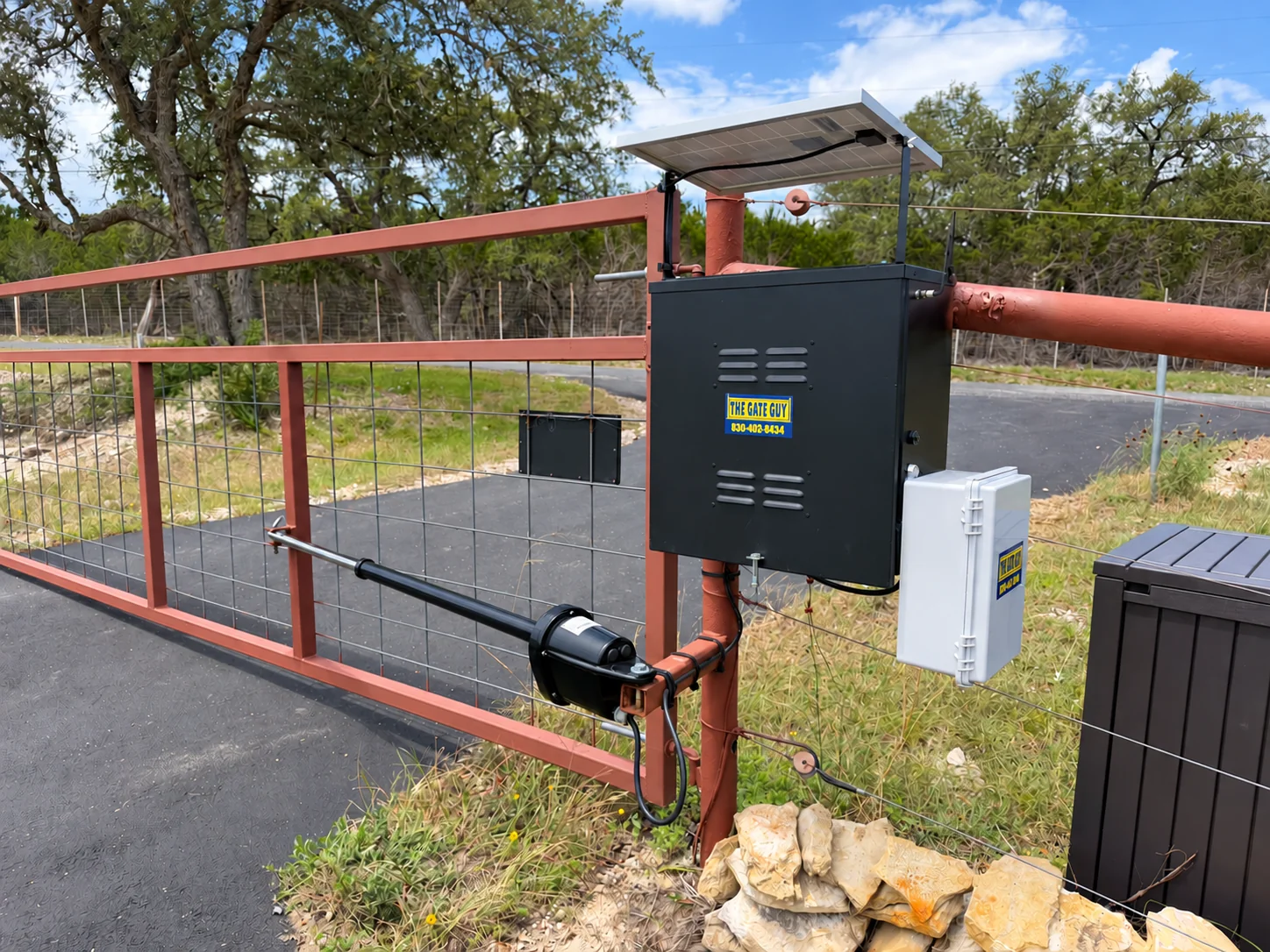 Installed solar operator and swing arm